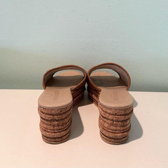 Sesto Meucci Cork Leather Platform Slides 8 Good Condition - Picture 6 of 6